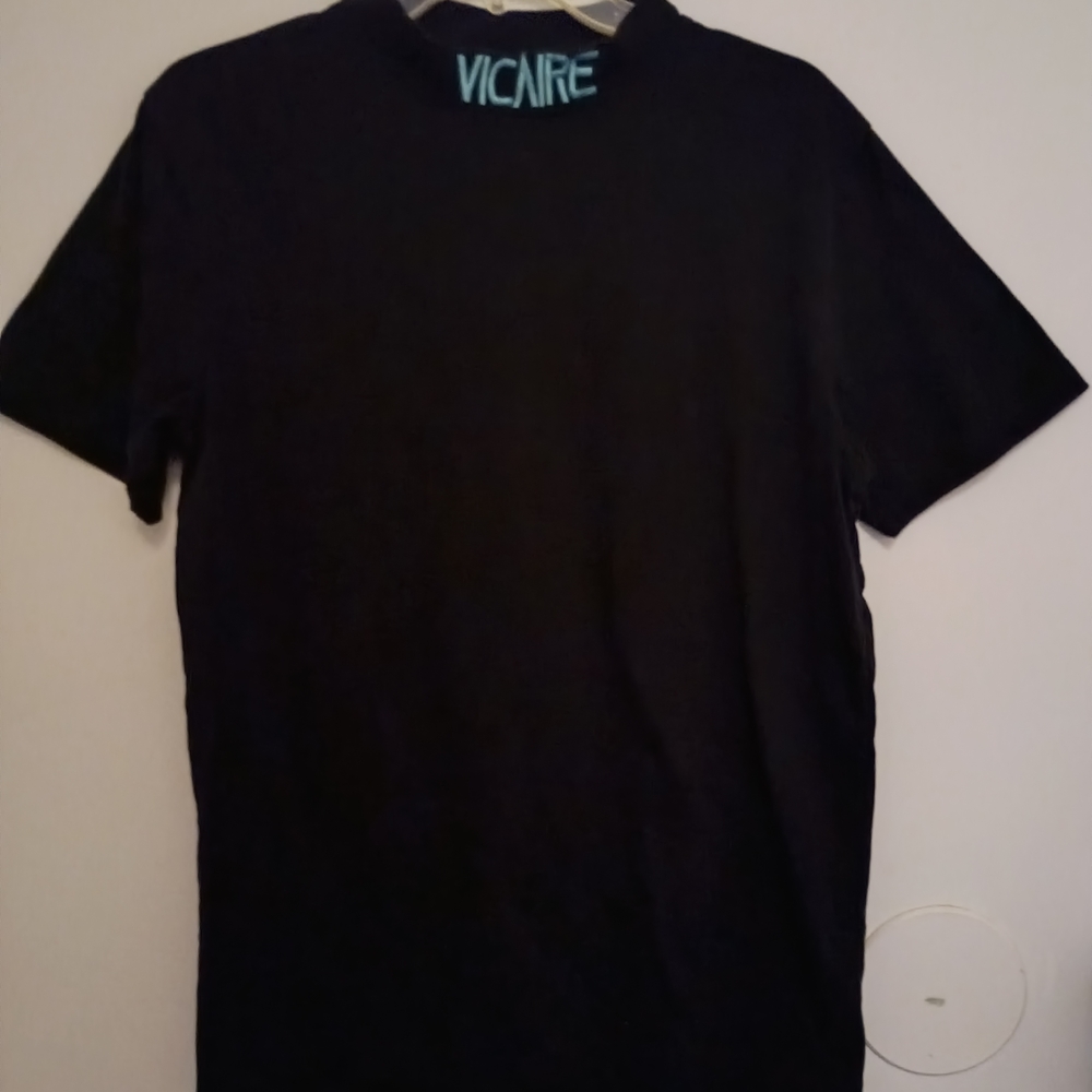 Vicaire Black Men's Short Sleeve Mock Neck Tee Sz L